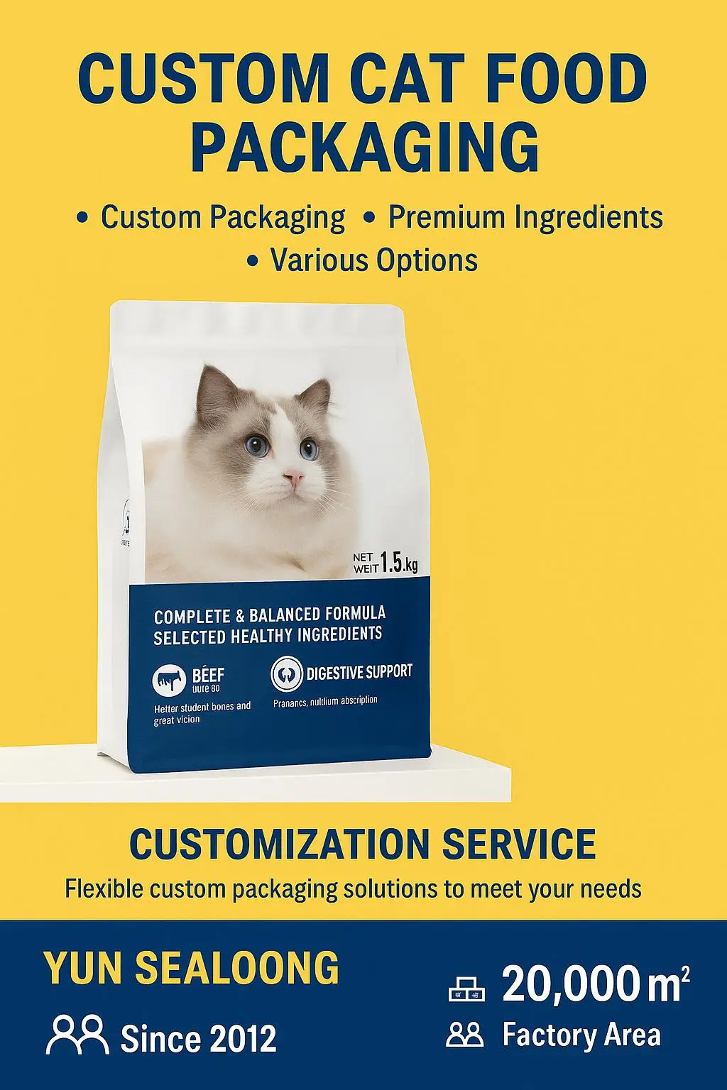 Premium PE Flat Bottom Zipper Pet Food Packaging Custom Logo Food Grade for Baby Food Chewing Gum Salad Cakes Heat Resistant - detail 3