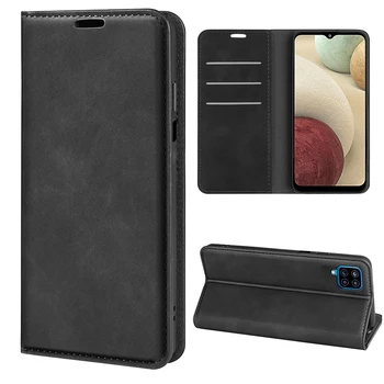 Premium PU Leather Flip Phone Back Cover for Samsung Galaxy A12 Wallet Case with Card Holder