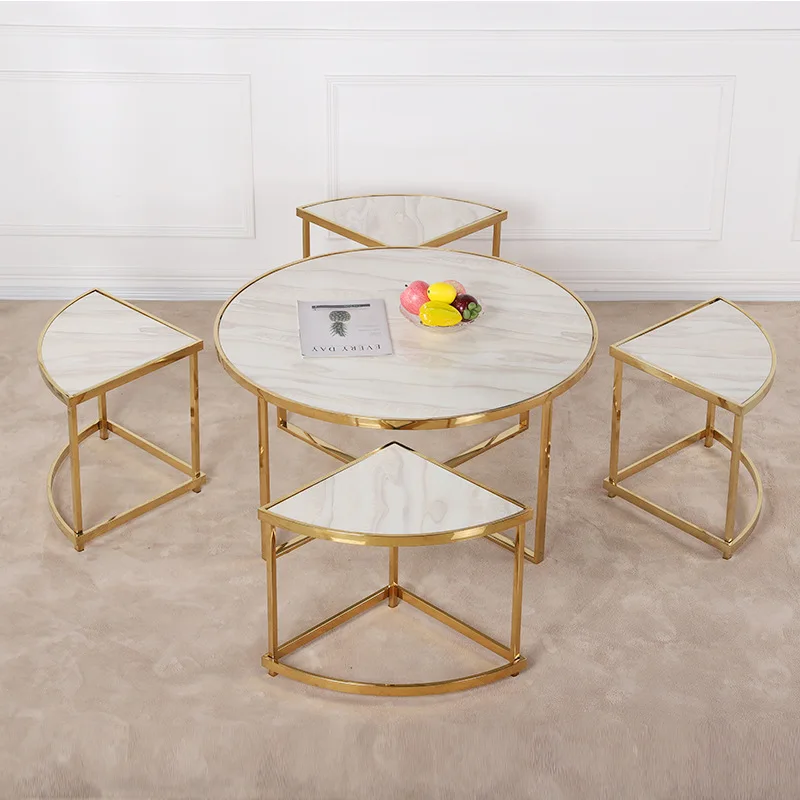 Hot Sale Home Use Furniture Indoor Table Set Gold Top Stainless Steel Coffee Table