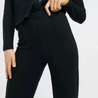 100% Hot Sale Soft Touch Lounge Wear Custom Knit Black 100% Cotton Pajamas Set