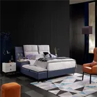 Modern functional storage king size fabric bed with bluetooth speaker music bed