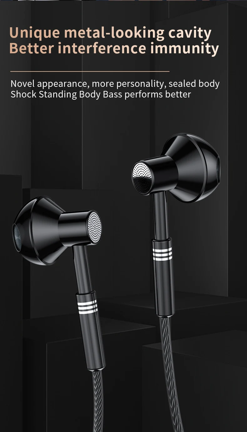 High Quality Type C Wired Earphones Bass in Ear Headphone Sports Earbuds With Mic Type C Wired Earphone