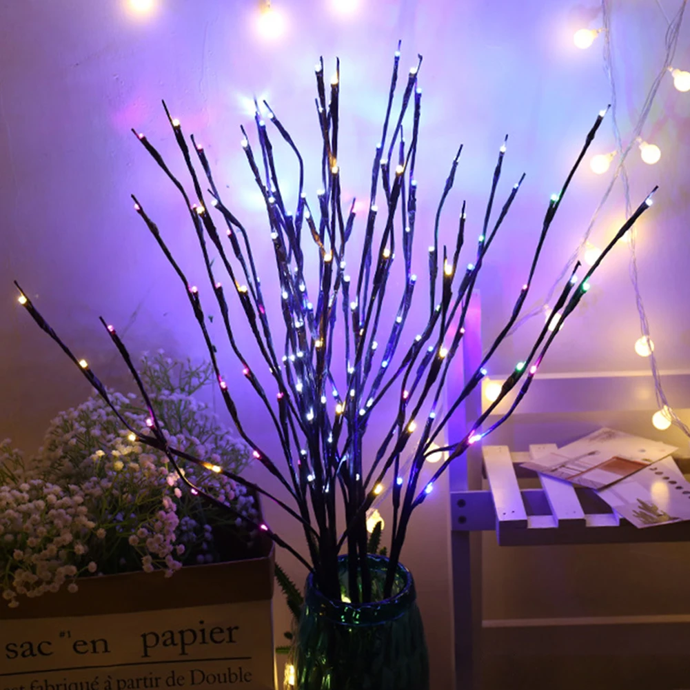 AN55 20 LED Willow Branch Floral Lights Lamp Party Merry Christmas Tree Decor 