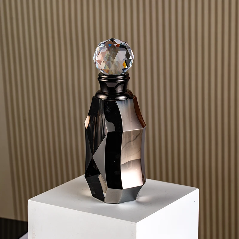 product new design hot sale black mirror 12ml glass empty bottle elegant atmosphere customizable crystal perfume bottle-9