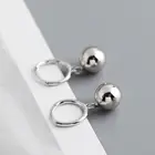 Silver Hoop 925 Silver Hoop Earring Shinny Ball Pendant 1MC Rhodium And Gold Plated