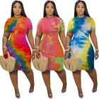Women Wholesale Summer Women Lovely Plus Size Dress Tie-dye Tight Sexy Dress For Girls