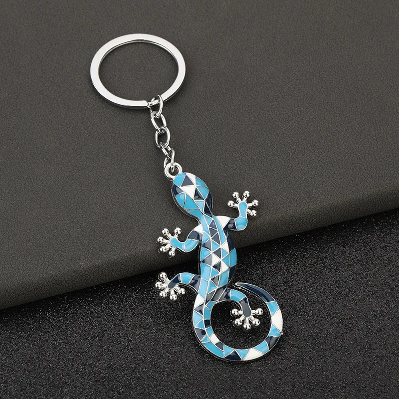Simulation Colorful Gecko  Novelty Animal Trendy Keychain Purse Bag Buckle HandBag Pendant For Car Keyring Ornament Holder