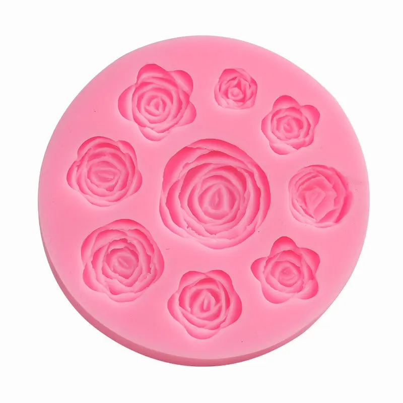 New 3D Rose Flower Silicone Mold Polymer Clay Soap Baking Mould Cupcake Topper Fondant Cake Decorating Tools