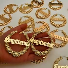 Bamboo Earrings Quality Bamboo Earrings Retro 14K 18K Plated Brass Custom Name Bamboo Xoxo Hoop Earrings