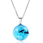 Jewelry Creative HHandmade Jewelry With Transparent Ball Pendant With Bright Blue Sky White Cloud Bird