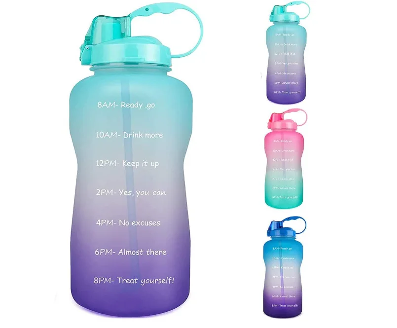 3.78L Large Gallon Water Bottle with Time Marker & Straw, Tritan BPA Free Motivational Outdoor Sports Water Bottle