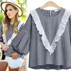 Ladies' Blouses Blouse White BL80097 Plus Size Lantern Long Sleeve White Lace Ladies' Blouses Tops