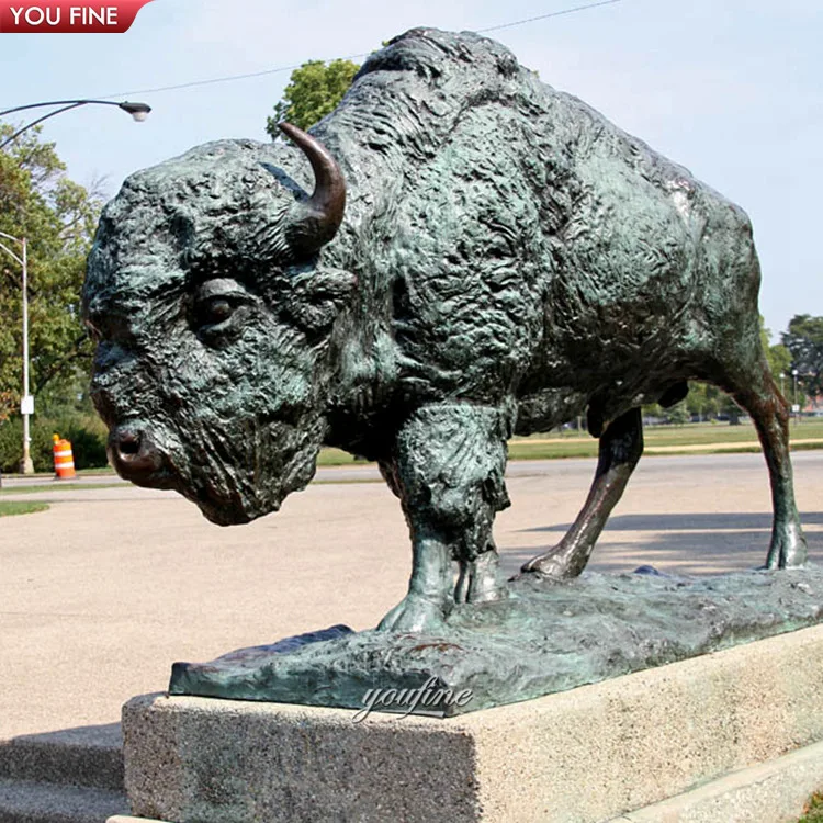 Outdoor Large Casting Bronze Buffalo Sculpture World Fair Bison Statue for Sale