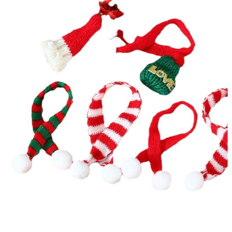 Wholesale Christmas gifts Mini hats mini scarves Red green decorative pendants Christmas tree decoration props