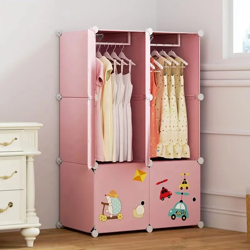 Children's small closet short Small bedroom household hanging low closet wide cabinet