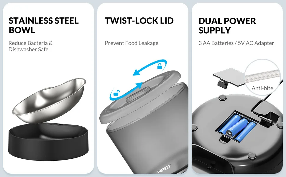 Smart Pet Feeder Remote Control Wifi Connection Cat Feeder Multifunction Feeder factory
