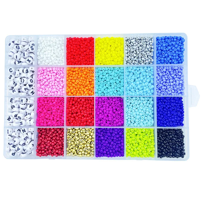 3mm 20 Colors Seed Beads Round Flat Letter Beads Bracelet Set Diy Handmade Jewelry Making Beads Kit