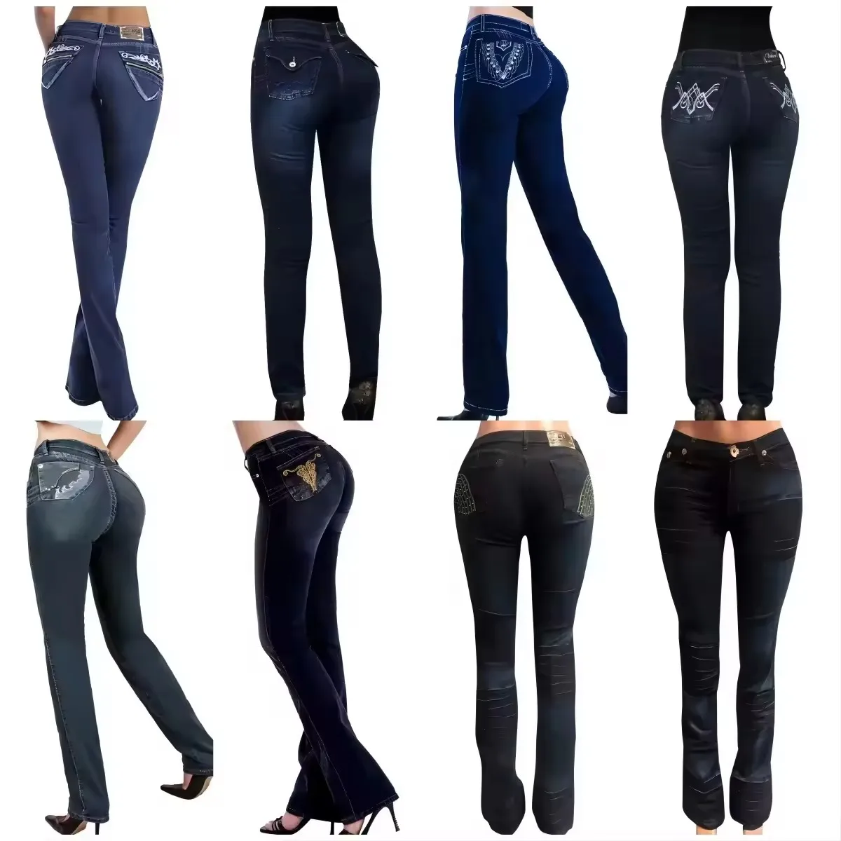 Women's Jeans Mid-waist straight leg tight elastic lightweight Belly control Stylish women's jeans 2024