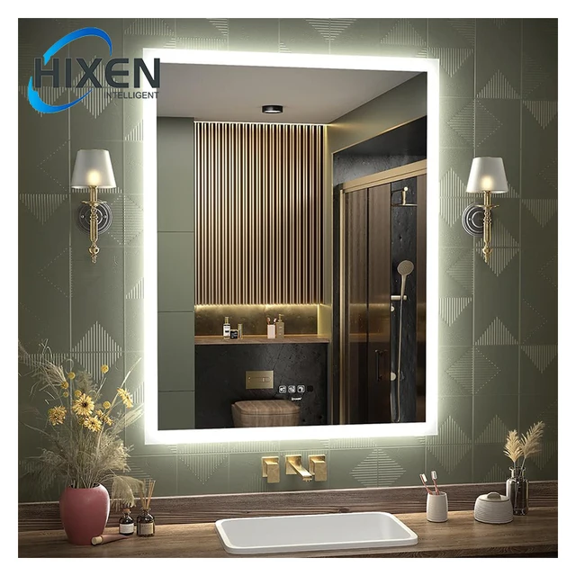 HIXEN hot sale rectangle wall mounted hotel bathroom touch screen led bath smart mirror