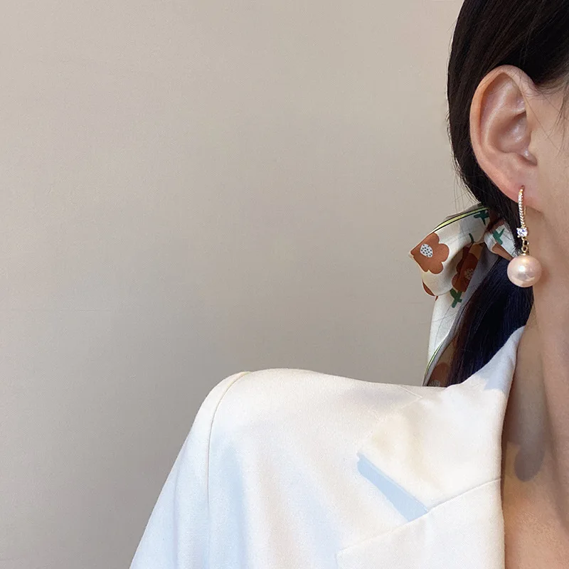 light luxury pearl zircon earrings female sense of luxury fashion temperament ear studs