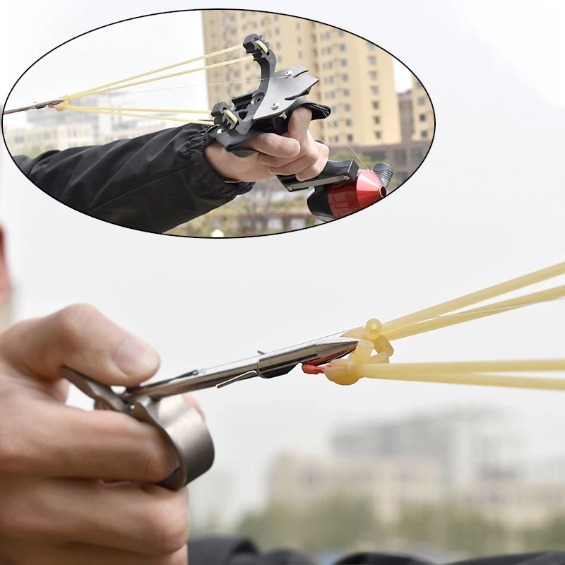 新款钓鱼套装弹弓狩猎套装户外射击弹弓带渔线轮射击