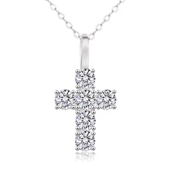 Moissanite Jewelry Cross Moissanite Iced Out Pendant 925 Sterling Silver Hip Hop Pendant