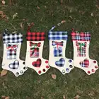 Christmas Christmas Decoraction Dog Bone Blank Christmas Socks Gift Bag Plaid Bone Stockings