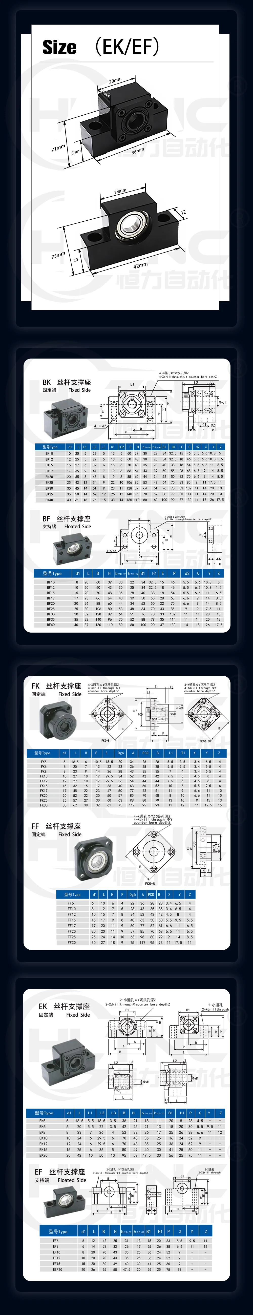 High Quality Bk Bf Ballscrew Support Match Use Sfu Sfu