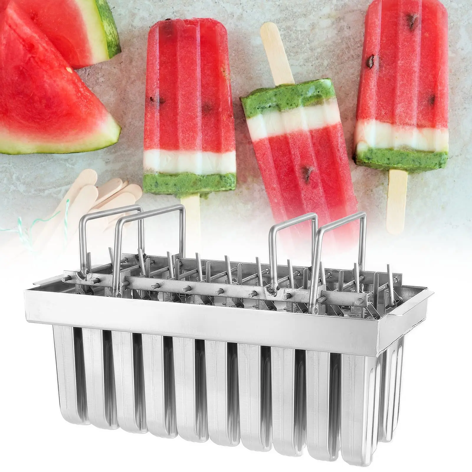 Commercial stainless steel popsicle molds Metal Popsicle Mold Set of 6 Round Head Stainless Steel Ice Lolly Molds with Holder