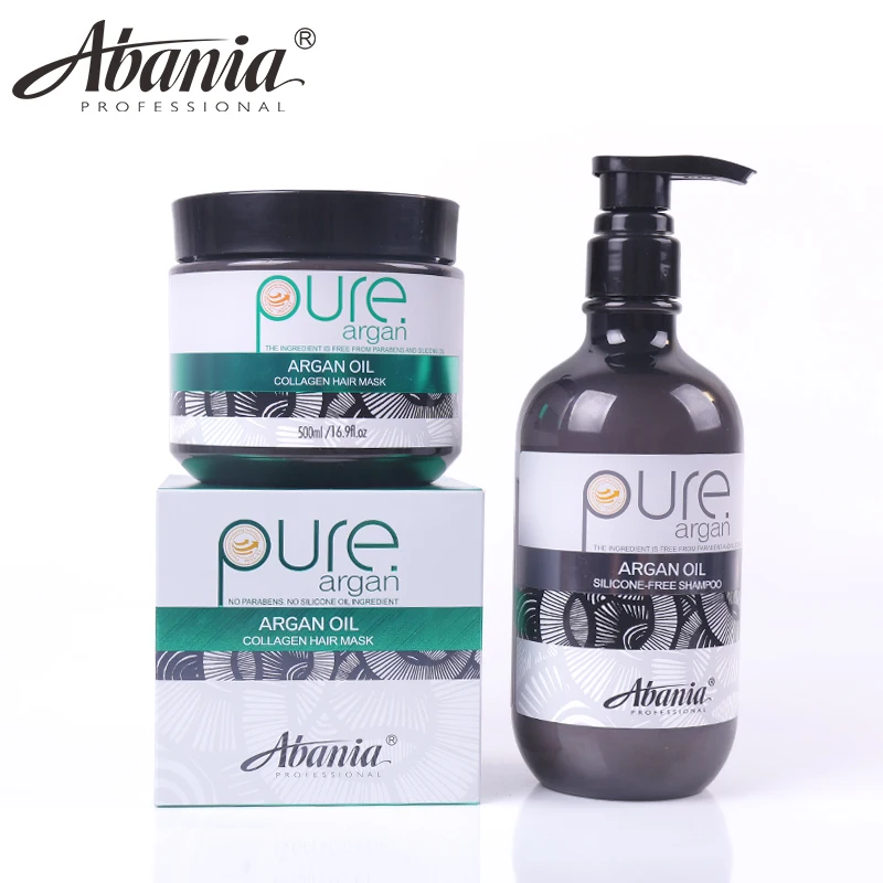 Abania branded argan oil shampoo and conditioner set with JOJOBA OIL and silicone free sulfate free paraben free