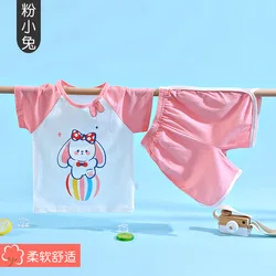 Girls Short sleeve T-shirt Cotton Baby Boys Summer Children Clothes Two-piece Kids Clothing Set Cartoon