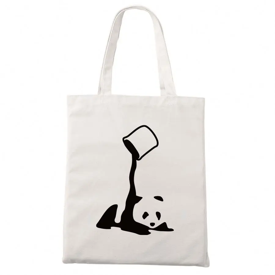 Custom Printed Panda Canvas Tote Bags Natural Color Organic Cotton Linen Tote Bag 100% Cotton Muslin Plain Shopping Bags