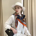 Scarf Custom Women Digital Printing Satin Silk Scarf Ladies Polyester Scarves 90*90cm Large Square Headscarf
