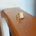 Gemstone Chris April 925 Silver 18k Gold Plated Marble Natural Stone Gold Raw Gemstone Rings