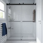Frameless Customized Double 8mm Glass Bypass Shower Door Bathroom Cabin Glass Sliding Doors With Hidden Hook Rollers