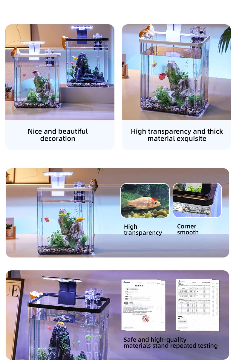 Wannuo Unbreakable Material Fish Tank Transparent Fish Tank Set Ornamental Fish Tank Made Of Environmentally Friendly Materials details