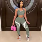 Casual HEBE New Arrival Printed Crop Top Vest Yoga Sports Pants Women Casual Jogger 2 Piece Sets