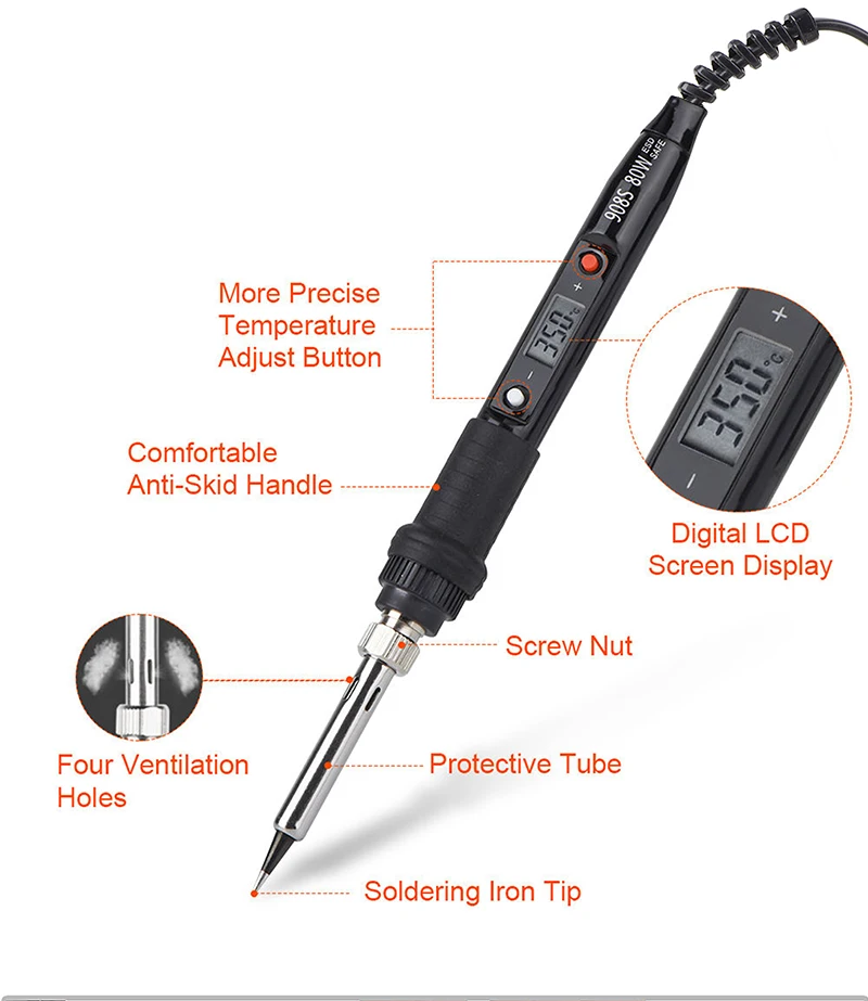 Micro Soldering Iron Gun Digital W V V Wood Burning Tool Kit