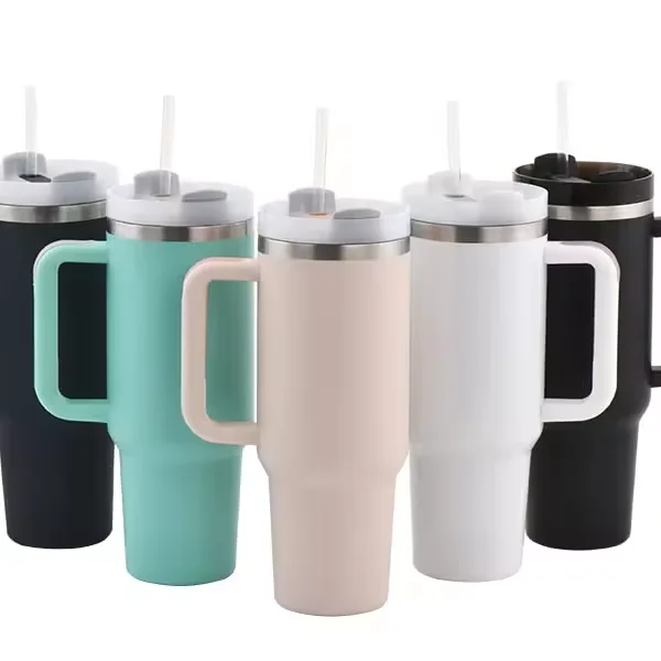 Customized logo 40oz Double Wall Vacuum Insulated Stainless Steel thermos cup with Handle Lid