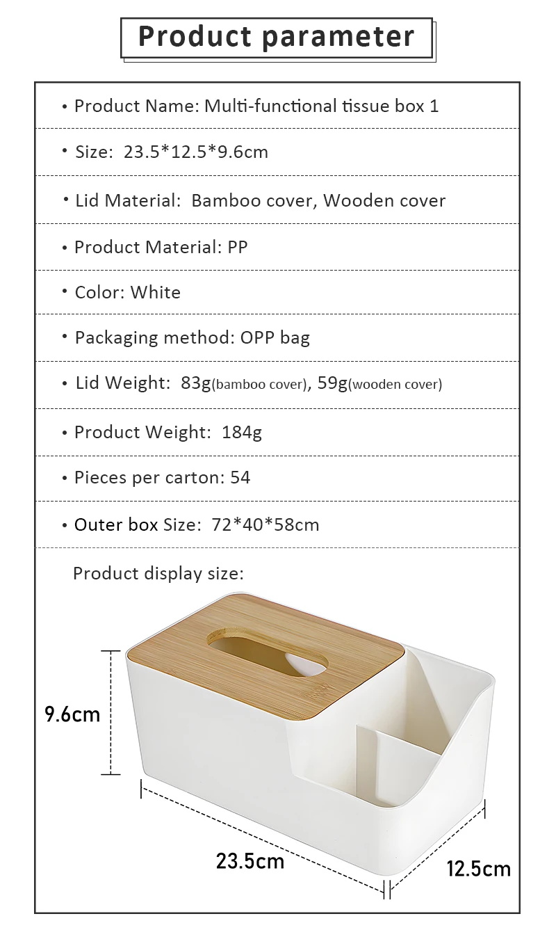 product customized bamboo wood lid tissue box cover eco friendly plastic tissue paper organiser for restaurants modern design organiser-4