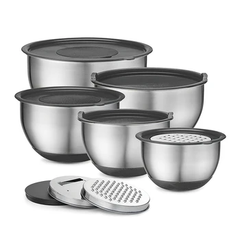 Stainless Steel Mixing Bowls Set Of 5 Salad Mixing Bowl With Grater