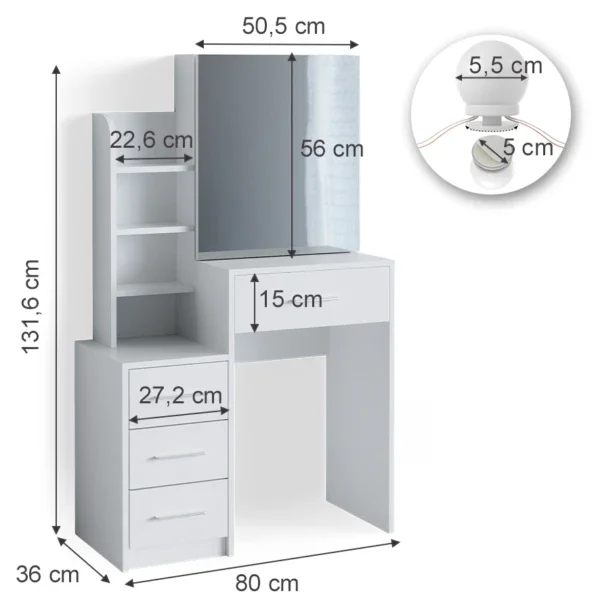 Factory Durable And High Quality Modern White Dressing Table With