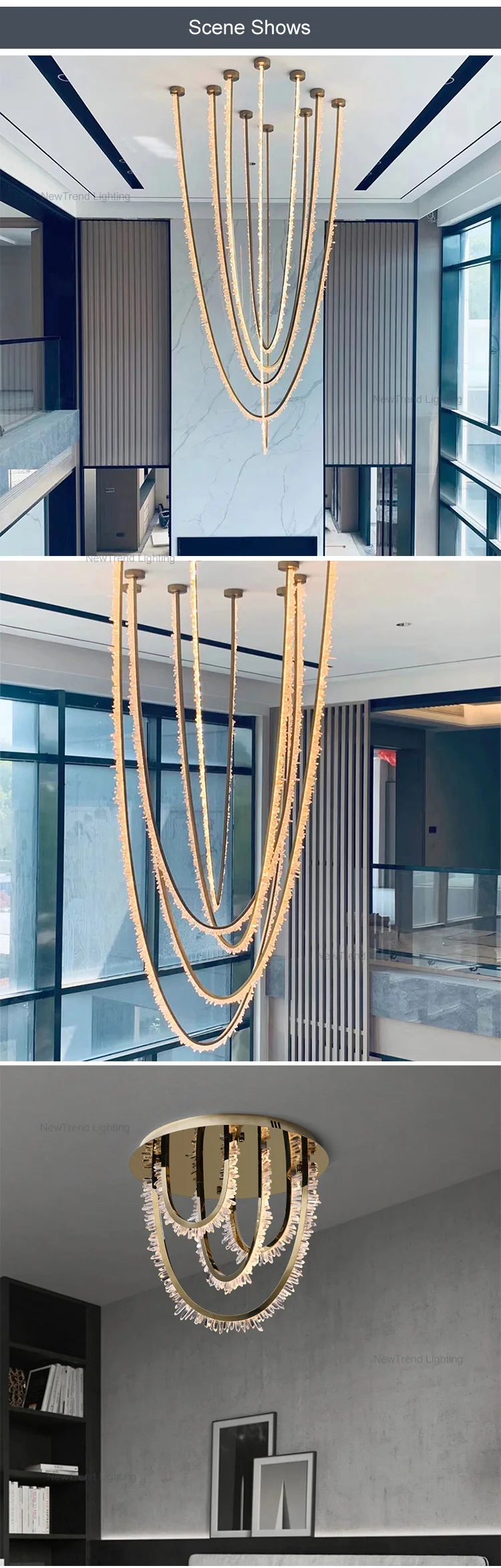 CPL-143 Contemporary Hotel Lobby Villa Salon Indoor Decoration Chandelier Custom LED Crystal Pendant Light details