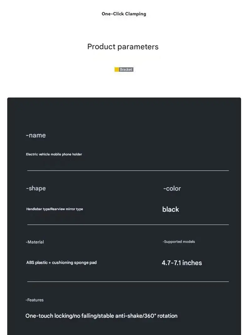 Popular Factory Best Motorcycle Bracket Plastic Bottom Support Touching Motorcycle Cell Phone Holder