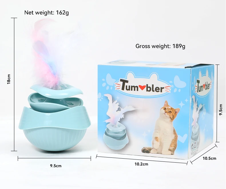 Pet Supplies Tumbler Cat Feather Toys with Bell Ball Teasing Cat Toys Self-help Interactive Cat Tumbler Toys manufacture