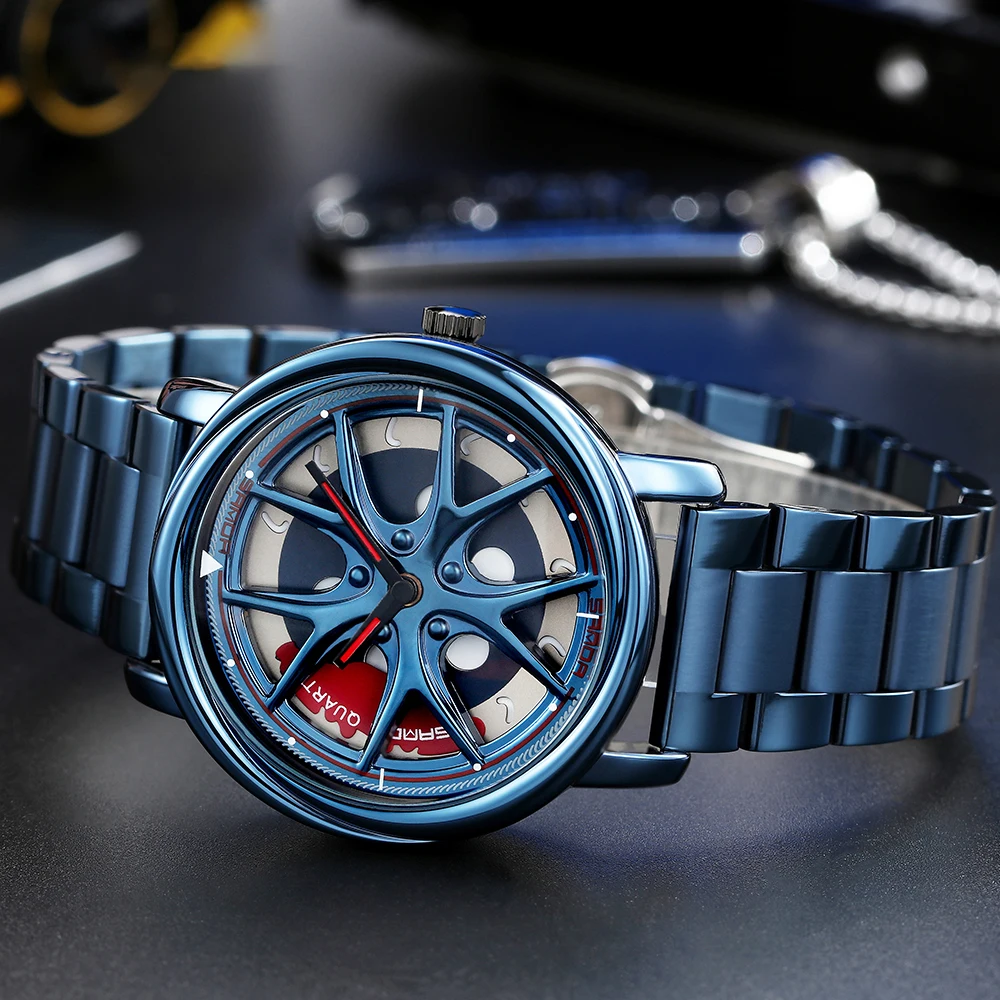 Custom Wheel Dial Car Watches Design Car Wrist Watch Brake Disc Instrument Panel Print Rotating Watch