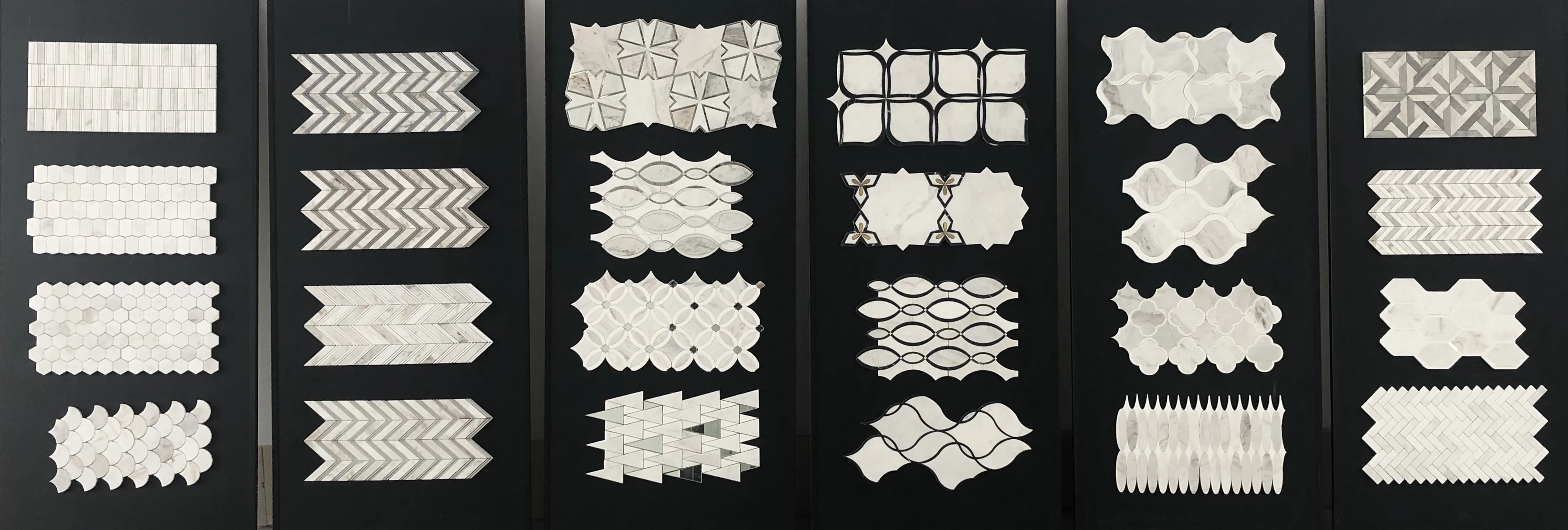 YUSHI Modern Design Fluted Natural Marble Mosaic Tiles for Family Hotel Park Decor details