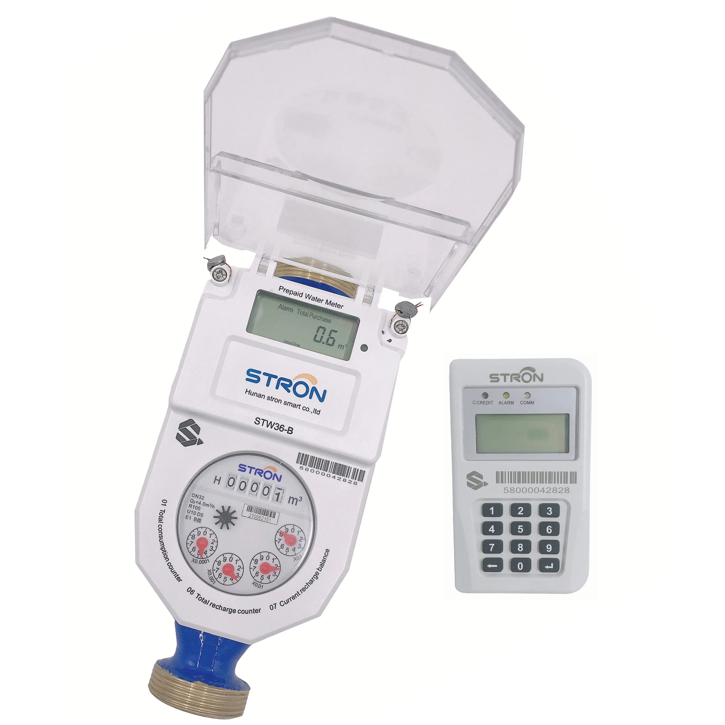 RS485 Communication Protocol Body Sensitive Prepaid Water Meter with 16 Bar Maximum Working Pressure and Lithium Battery