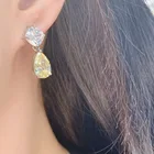 Lemon Earrings Classic Design Drop-shaped And Square Lemon Yellow Zircon Stud Earrings