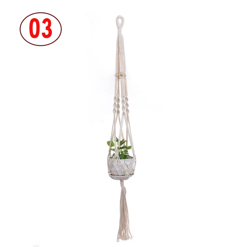 H507 Multi Style Woven Hemp String Pot Planter Hang Up Plant Cotton Hanging Flower Basket Rope